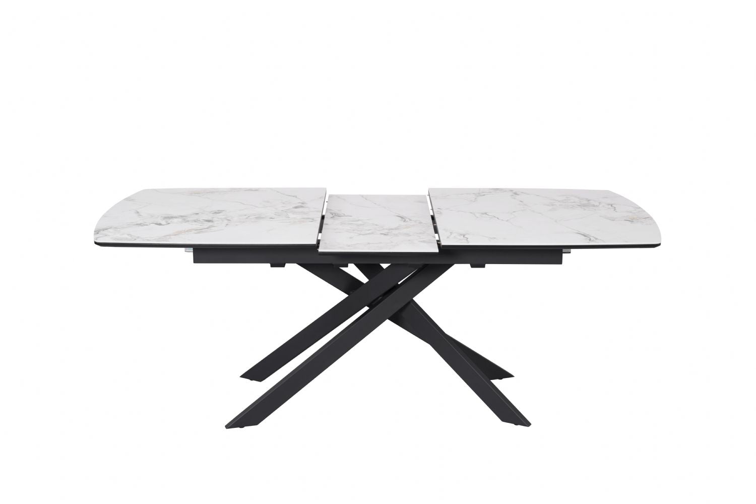 Modern White Ceramic Top Rectangular Extending 6 to 8 Seater Dining Table - Home Furniture Interiors