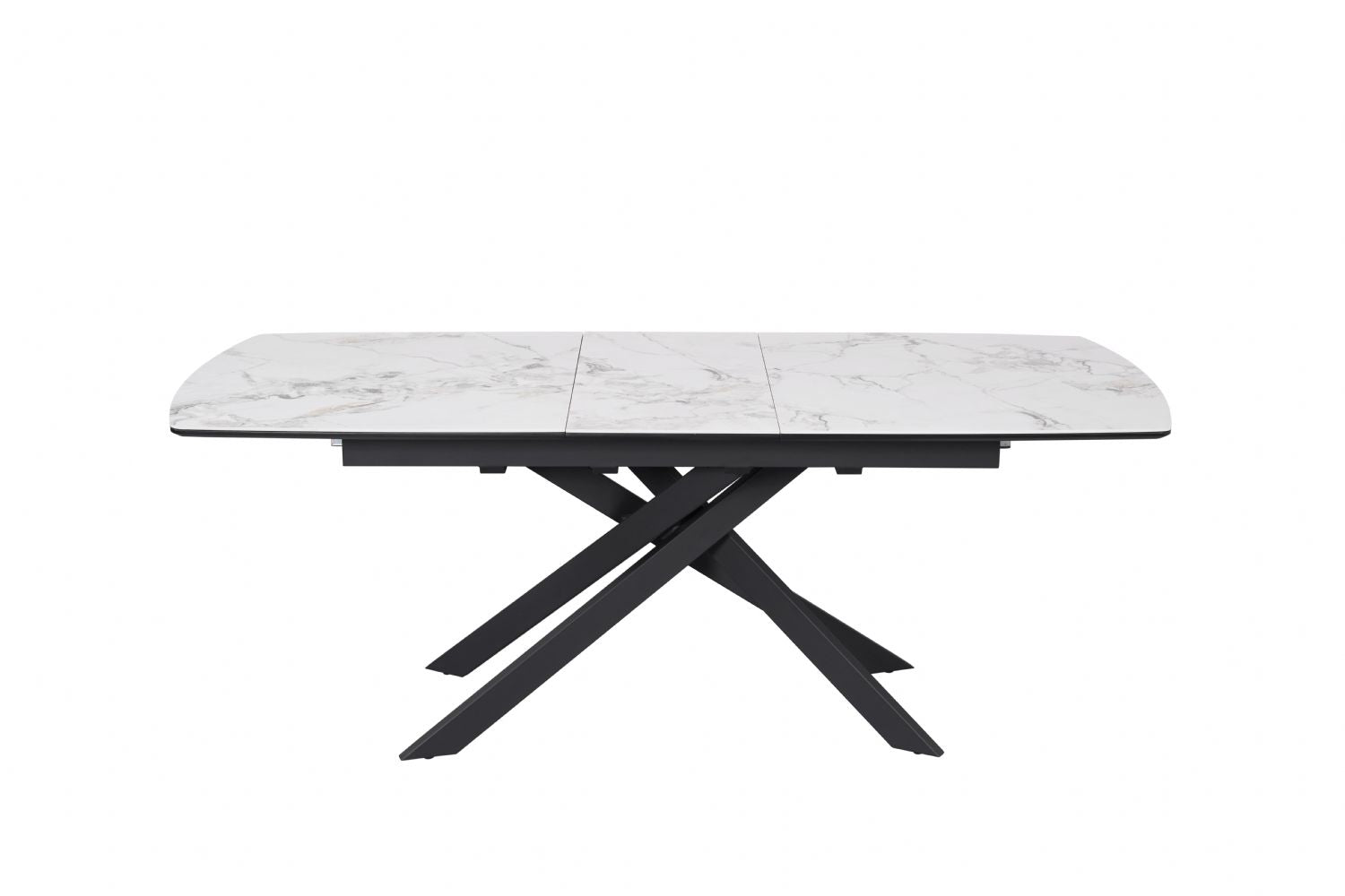 Modern White Ceramic Top Rectangular Extending 6 to 8 Seater Dining Table - Home Furniture Interiors