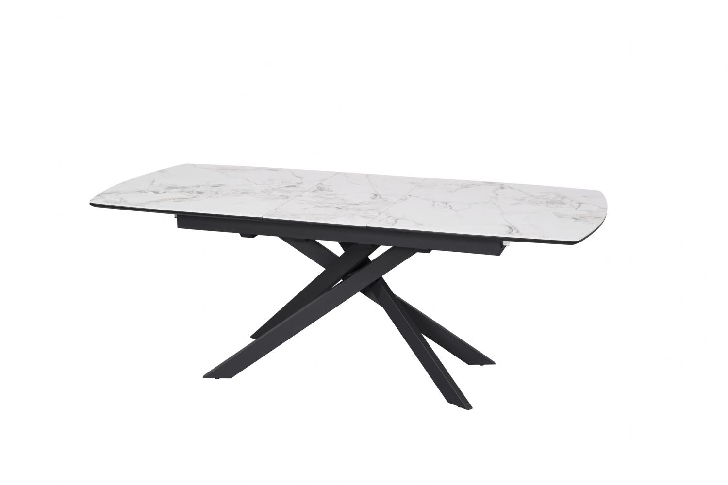 Modern White Ceramic Top Rectangular Extending 6 to 8 Seater Dining Table - Home Furniture Interiors
