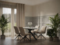 Modern White Ceramic Top Rectangular 4 Seater Dining Table with Black Iron Legs