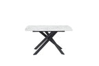 Modern White Ceramic Top Rectangular 4 Seater Dining Table with Black Iron Legs - Home Furniture Interiors