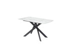 Modern White Ceramic Top Rectangular 4 Seater Dining Table with Black Iron Legs - Home Furniture Interiors