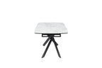 Modern White Ceramic Top Rectangular 4 Seater Dining Table with Black Iron Legs - Home Furniture Interiors