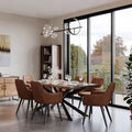 Rustic Sheesham Wood Rectangular 6 Seater Dining Table with Black Iron Legs