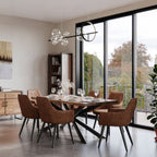 Rustic Sheesham Wood Rectangular 6 Seater Dining Table with Black Iron Legs