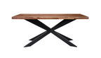 Rustic Sheesham Wood Rectangular 6 Seater Dining Table with Black Iron Legs - Home Furniture Interiors
