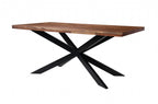 Rustic Sheesham Wood Rectangular 6 Seater Dining Table with Black Iron Legs - Home Furniture Interiors