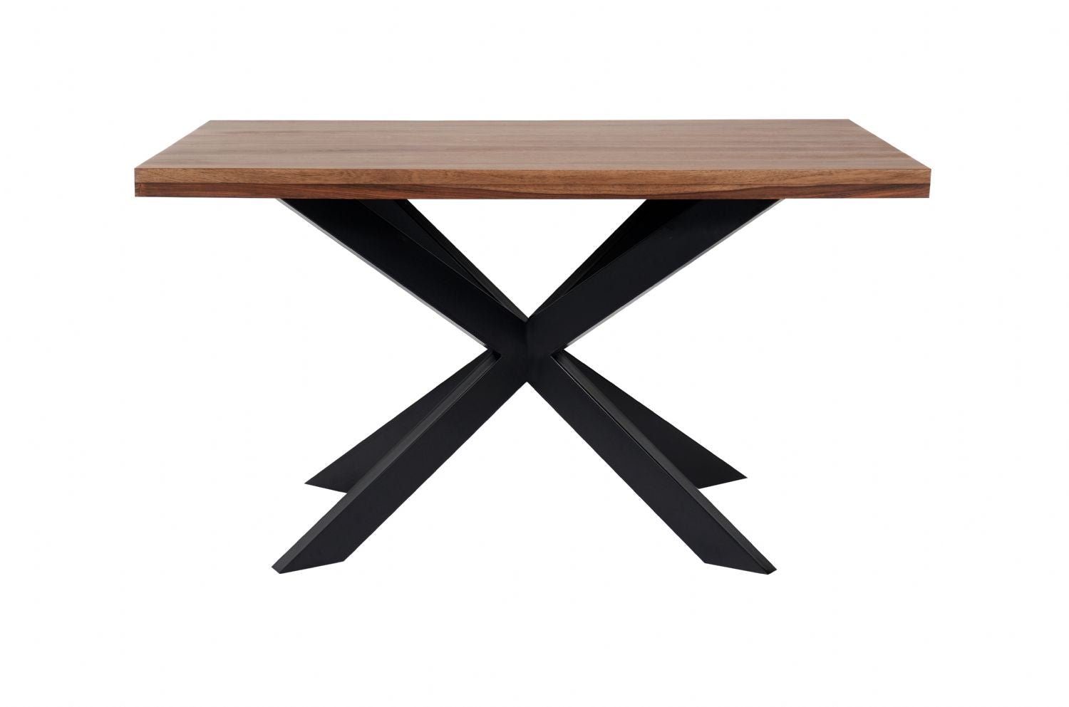 Industrial Sheesham Wood Top Small Rectangular 4 Seater Cross Base Dining Table - Home Furniture Interiors