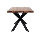 Industrial Sheesham Wood Top Small Rectangular 4 Seater Cross Base Dining Table - Home Furniture Interiors