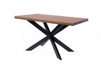 Industrial Sheesham Wood Top Small Rectangular 4 Seater Cross Base Dining Table - Home Furniture Interiors
