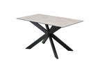 Modern Beige Ceramic and Glass Top Rectangular 4 Seater Dining Table - Home Furniture Interiors