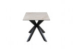 Modern Beige Ceramic and Glass Top Rectangular 4 Seater Dining Table - Home Furniture Interiors