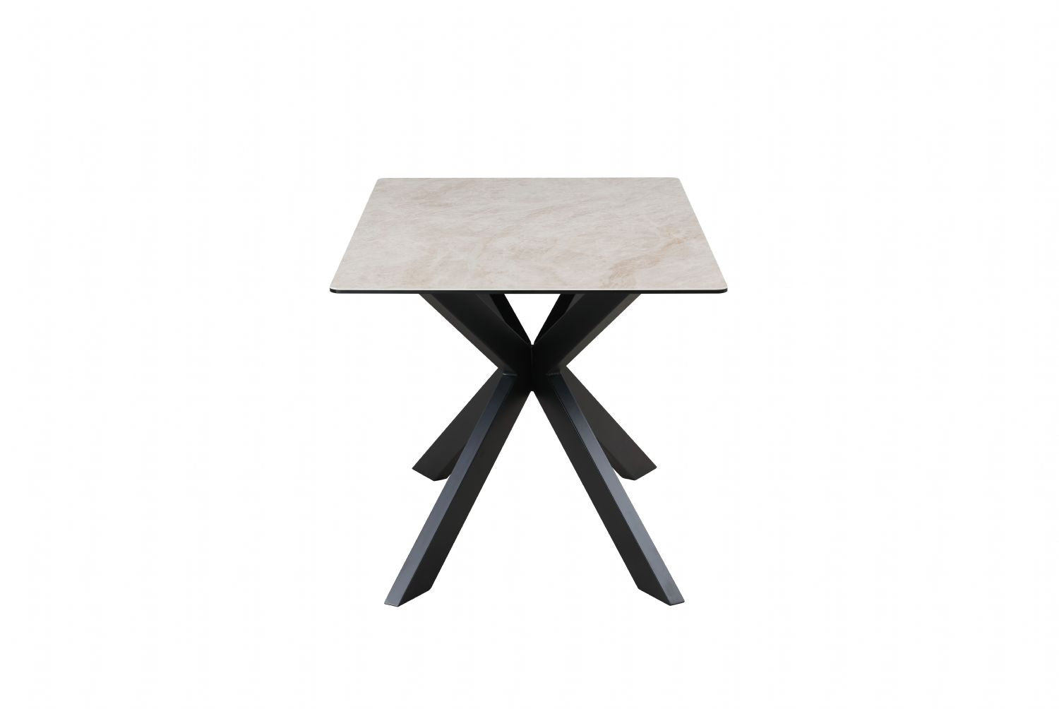 Modern Beige Ceramic and Glass Top Rectangular 4 Seater Dining Table - Home Furniture Interiors