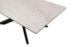 Modern Beige Ceramic and Glass Top Rectangular 4 Seater Dining Table - Home Furniture Interiors