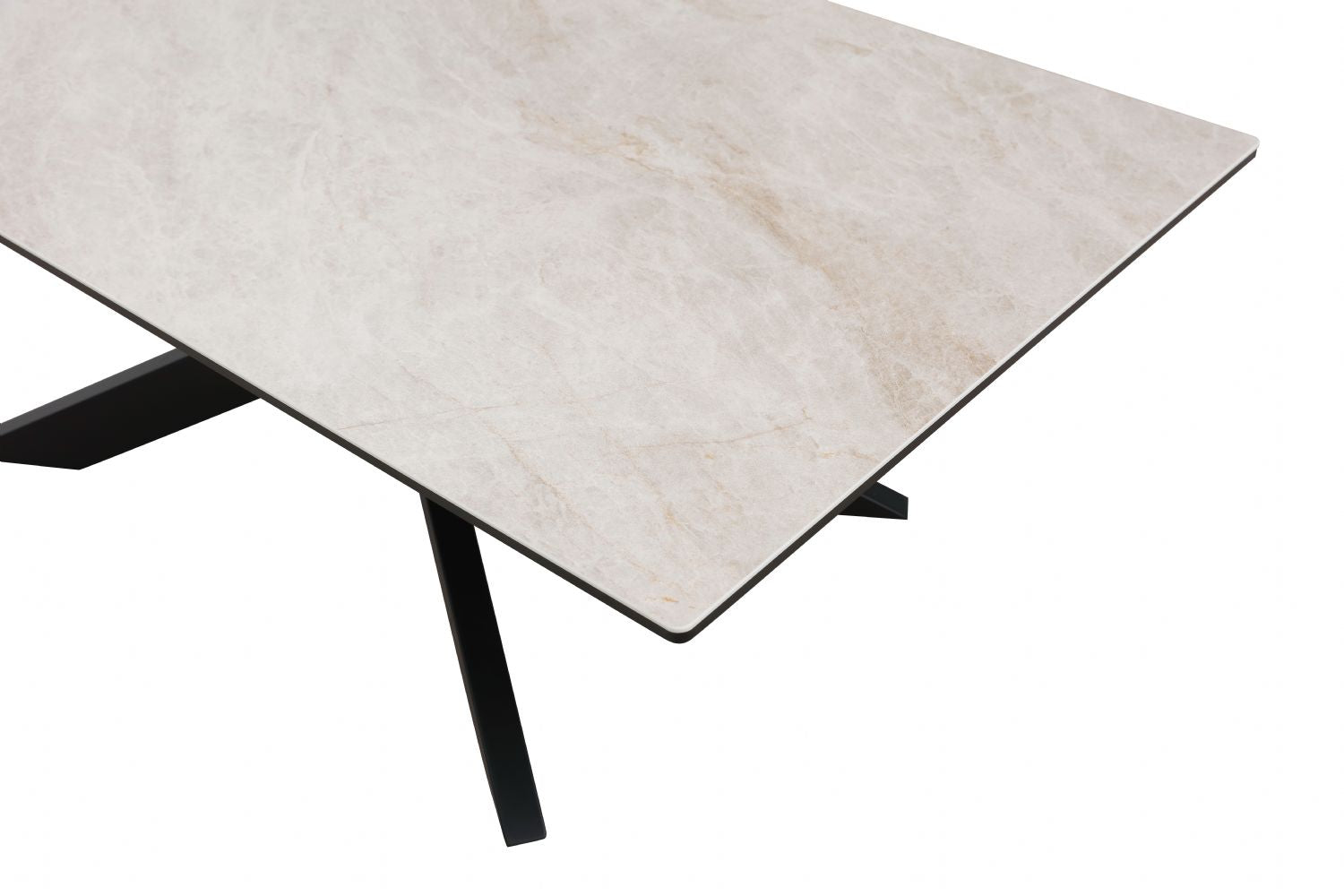 Modern Beige Ceramic and Glass Top Rectangular 4 Seater Dining Table - Home Furniture Interiors