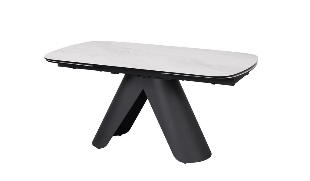 Modern White Ceramic Rectangular Extending 8 Seater Dining Table
