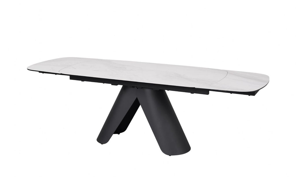 Modern White Ceramic Rectangular Extending 8 Seater Dining Table - Home Furniture Interiors