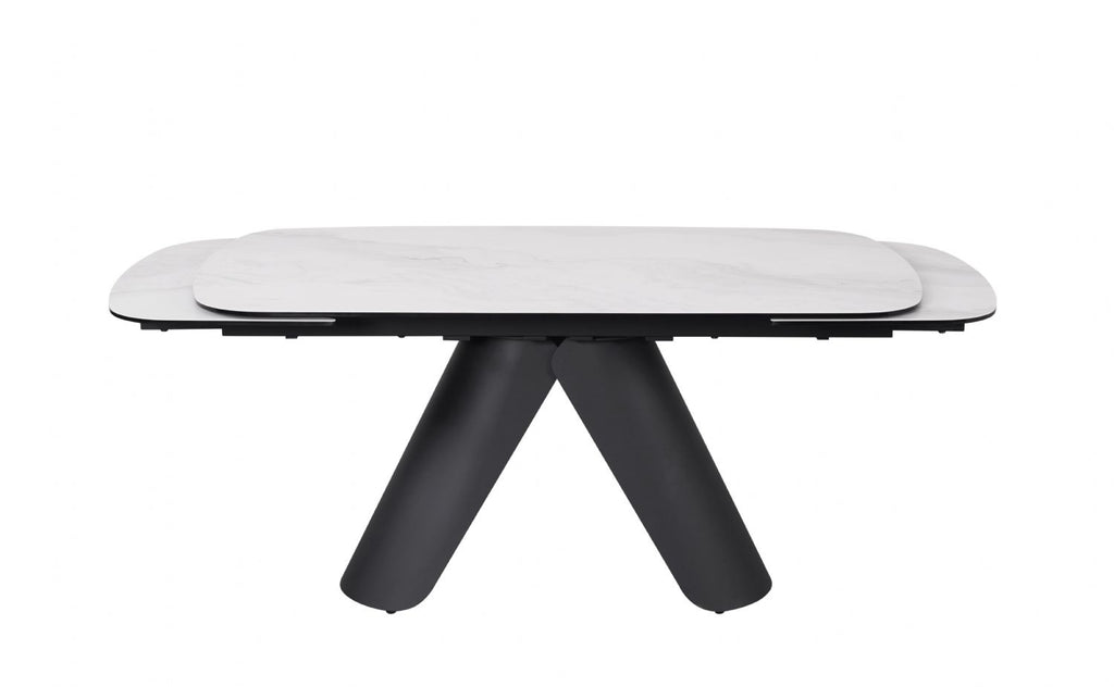 Modern White Ceramic Rectangular Extending 8 Seater Dining Table - Home Furniture Interiors