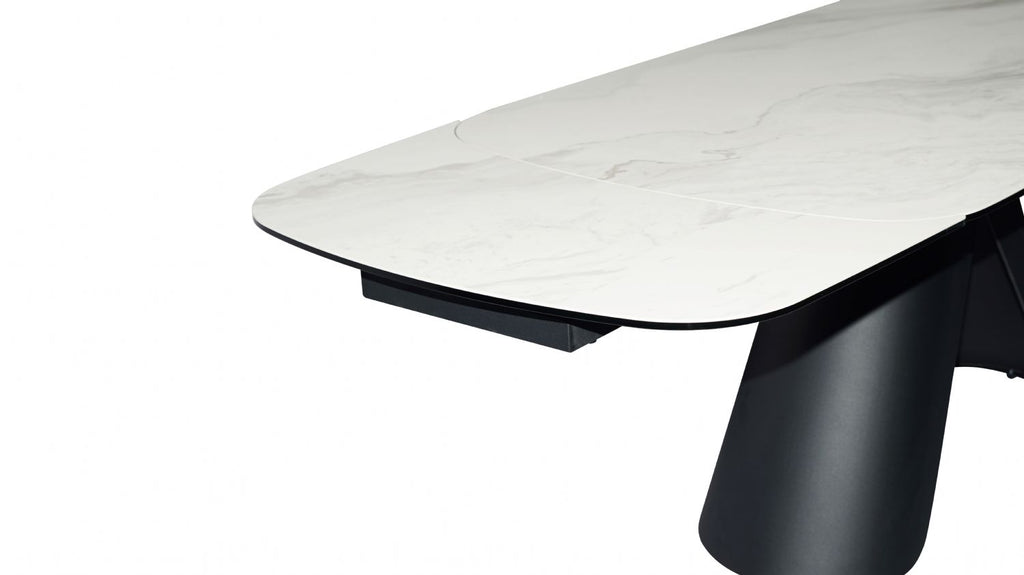 Modern White Ceramic Rectangular Extending 8 Seater Dining Table - Home Furniture Interiors