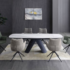 Modern White Ceramic Rectangular Extending 8 Seater Dining Table - Home Furniture Interiors