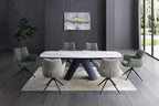 Modern White Ceramic Rectangular Extending 8 Seater Dining Table - Home Furniture Interiors
