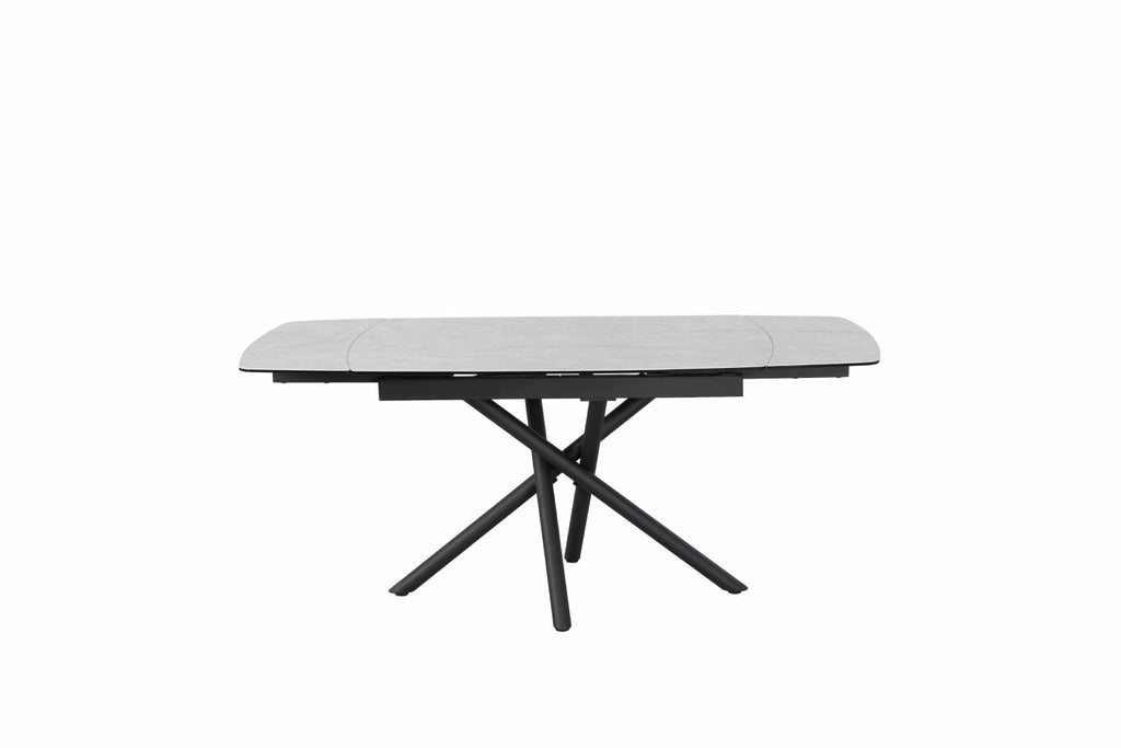 Modern Sleek Ceramic Top Large Extending 8 Seater Dining Table with Black Base