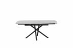 Modern Sleek Ceramic Top Large Extending 8 Seater Dining Table with Black Base