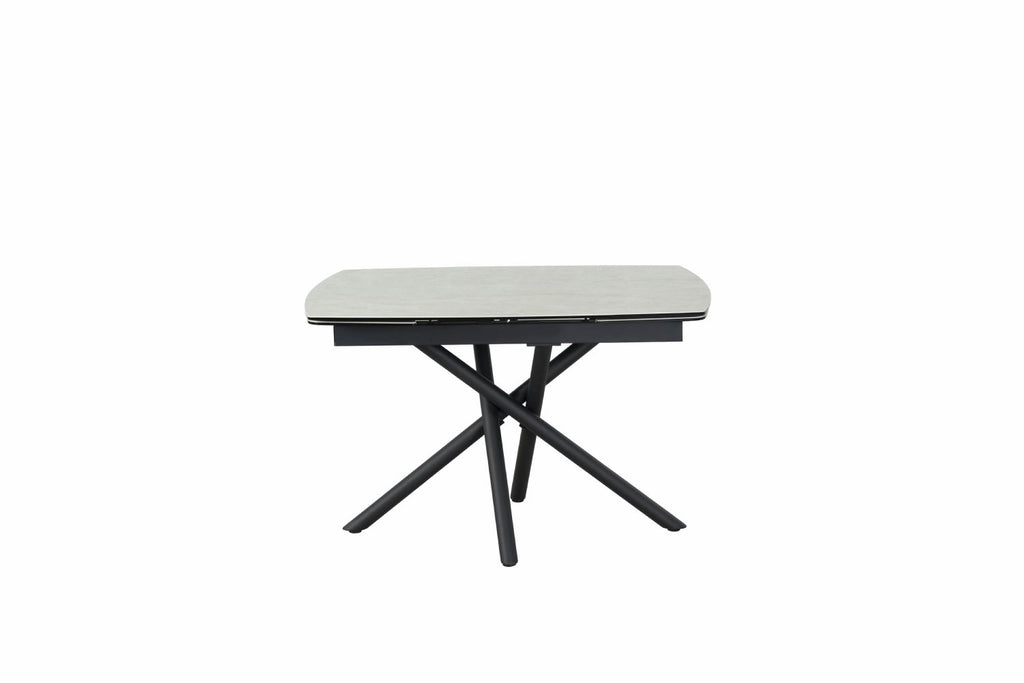 Modern Sleek Ceramic Top Large Extending 8 Seater Dining Table with Black Base - Home Furniture Interiors
