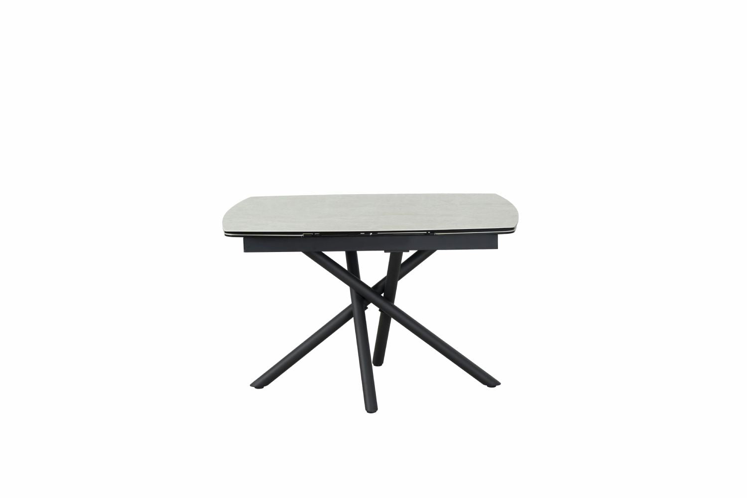 Modern Sleek Ceramic Top Large Extending 8 Seater Dining Table with Black Base - Home Furniture Interiors