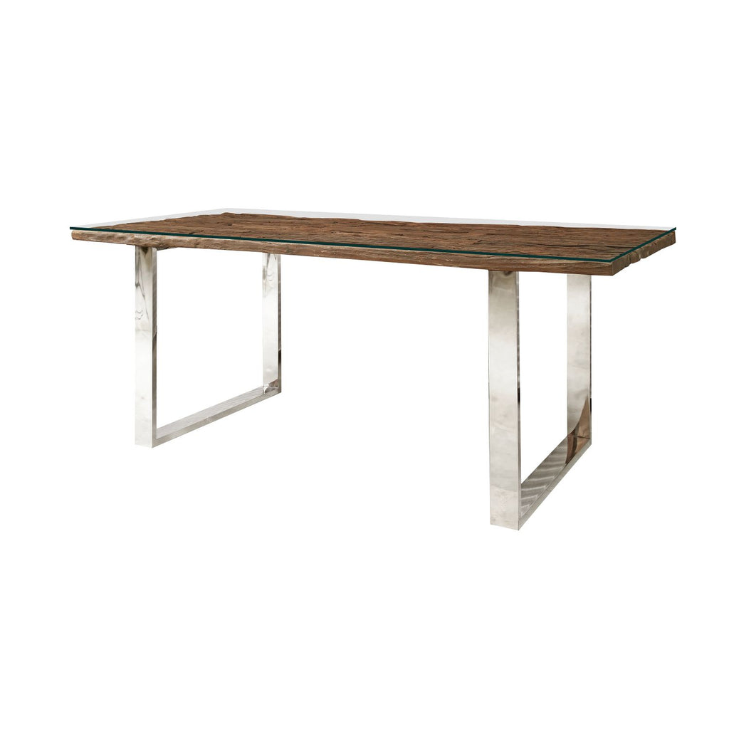 Industrial Style Solid Reclaimed Sleeper Wood Rectangular 6 Seater Dining Table - Home Furniture Interiors
