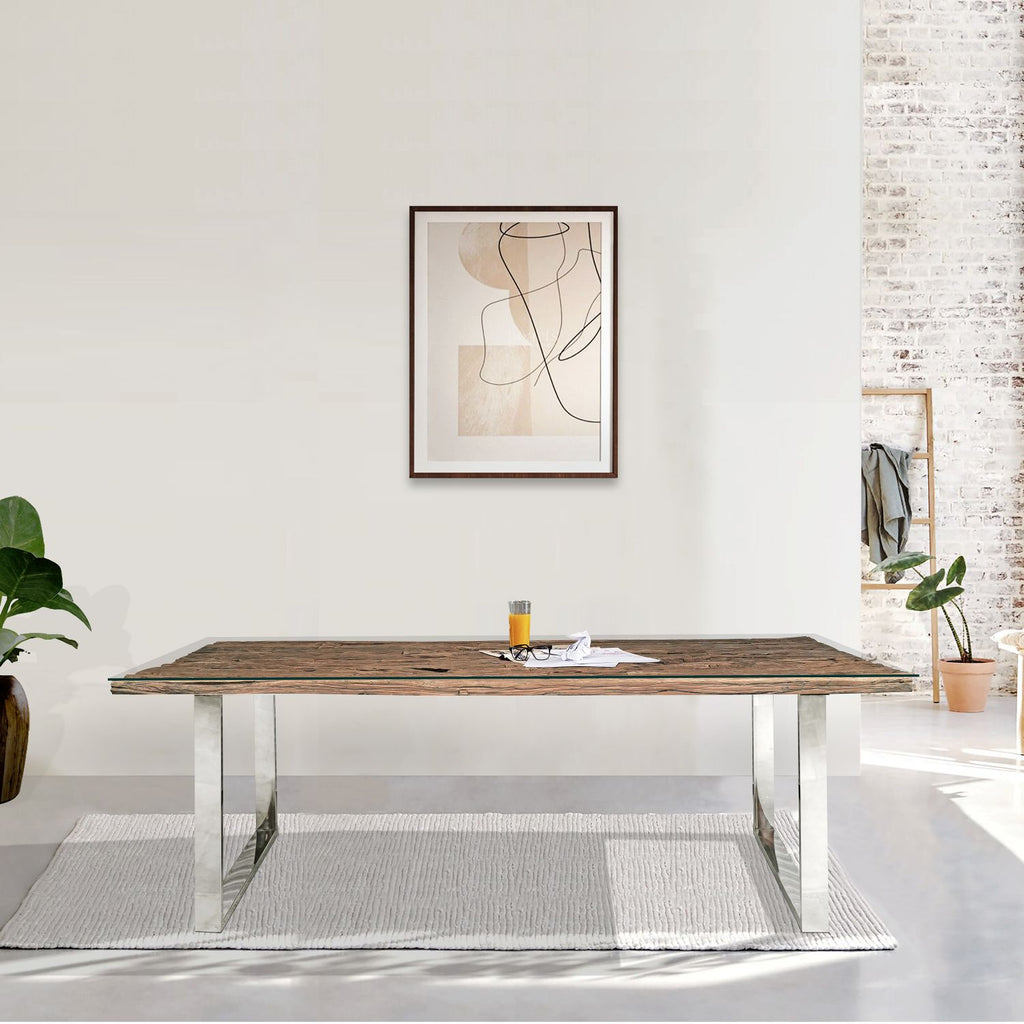 Industrial Solid Reclaimed Sleeper Wood Rectangular 8 Seater Dining Table