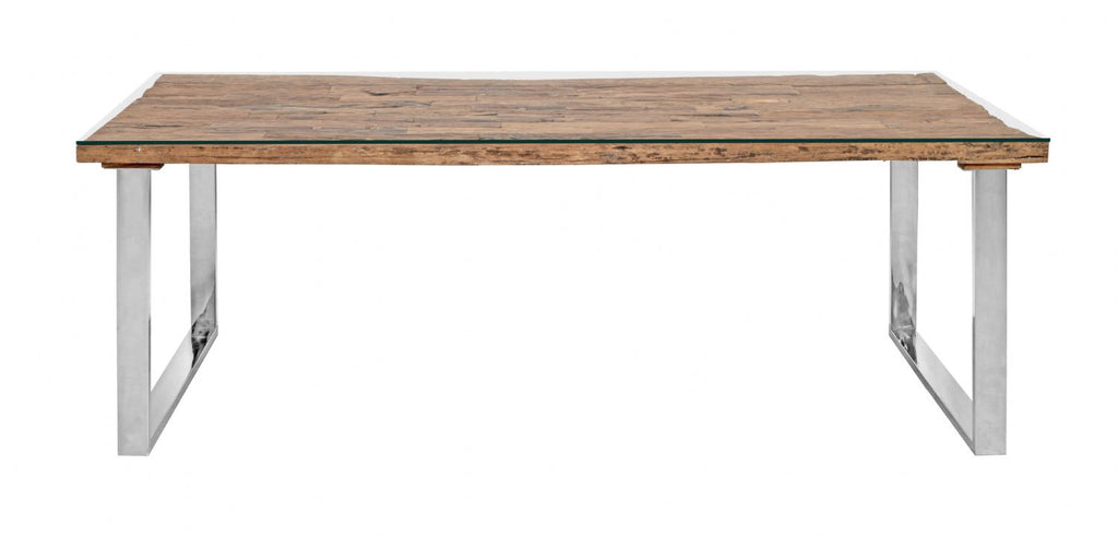 Industrial Solid Reclaimed Sleeper Wood Rectangular 8 Seater Dining Table - Home Furniture Interiors