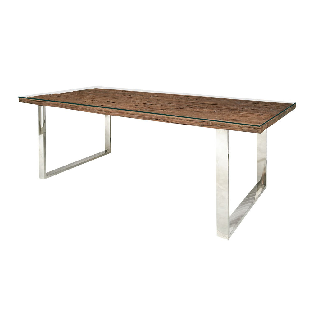 Industrial Solid Reclaimed Sleeper Wood Rectangular 8 Seater Dining Table - Home Furniture Interiors
