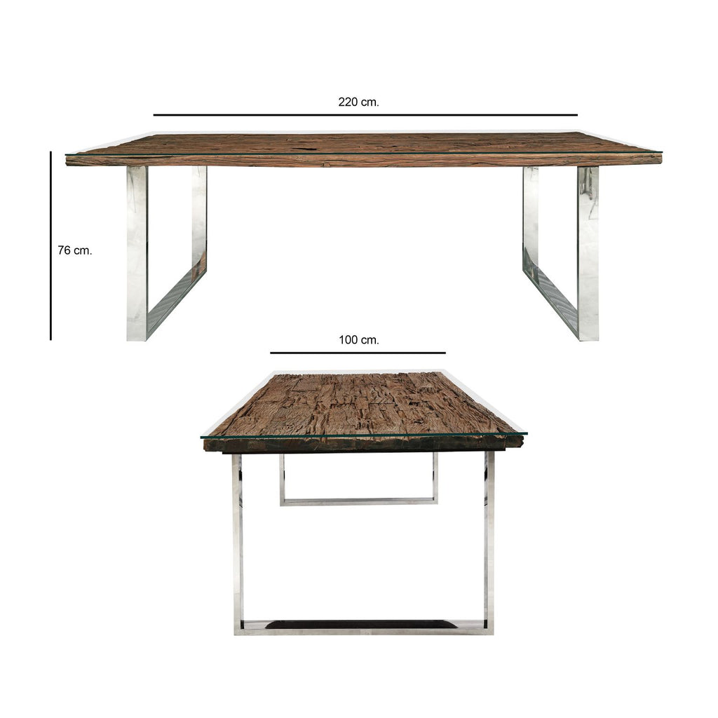 Industrial Solid Reclaimed Sleeper Wood Rectangular 8 Seater Dining Table - Home Furniture Interiors
