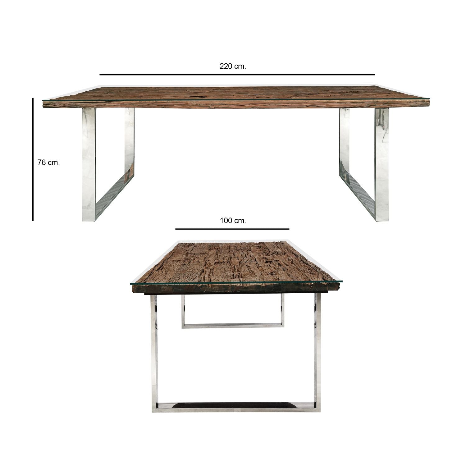 Industrial Solid Reclaimed Sleeper Wood Rectangular 8 Seater Dining Table - Home Furniture Interiors