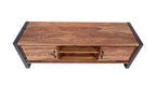 Modern Industrial Sheesham Wood 2 Door TV Cabinet with Open Shelves - Home Furniture Interiors
