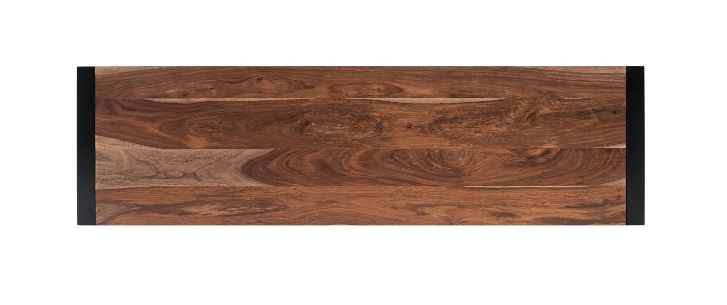 Modern Industrial Sheesham Wood 2 Door TV Cabinet with Open Shelves - Home Furniture Interiors