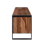 Modern Industrial Sheesham Wood 2 Door TV Cabinet with Open Shelves - Home Furniture Interiors