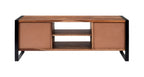 Modern Industrial Sheesham Wood 2 Door TV Cabinet with Open Shelves - Home Furniture Interiors