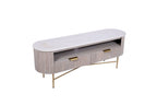 Modern Marble Top Mango Wood 2 Drawer TV Unit with Gold Brushed Iron Frame - Home Furniture Interiors