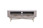 Modern Marble Top Mango Wood 2 Drawer TV Unit with Gold Brushed Iron Frame - Home Furniture Interiors