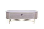 Modern Marble Top Mango Wood 2 Drawer TV Unit with Gold Brushed Iron Frame - Home Furniture Interiors
