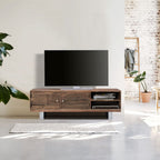 Modern Reclaimed Wood Rectangular 2 Door TV Cabinet with Stainless Steel Legs