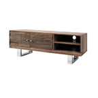 Modern Reclaimed Wood Rectangular 2 Door TV Cabinet with Stainless Steel Legs - Home Furniture Interiors