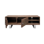 Modern Reclaimed Wood Rectangular 2 Door TV Cabinet with Stainless Steel Legs - Home Furniture Interiors