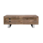Modern Reclaimed Wood Rectangular 2 Door TV Cabinet with Stainless Steel Legs - Home Furniture Interiors