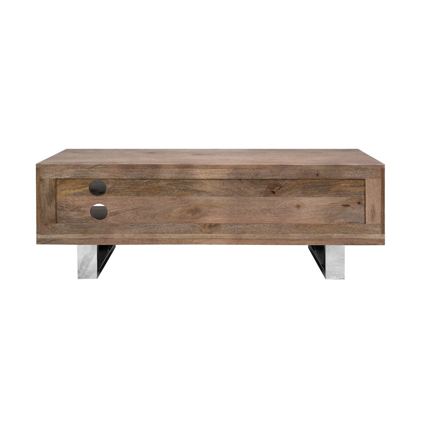 Modern Reclaimed Wood Rectangular 2 Door TV Cabinet with Stainless Steel Legs - Home Furniture Interiors