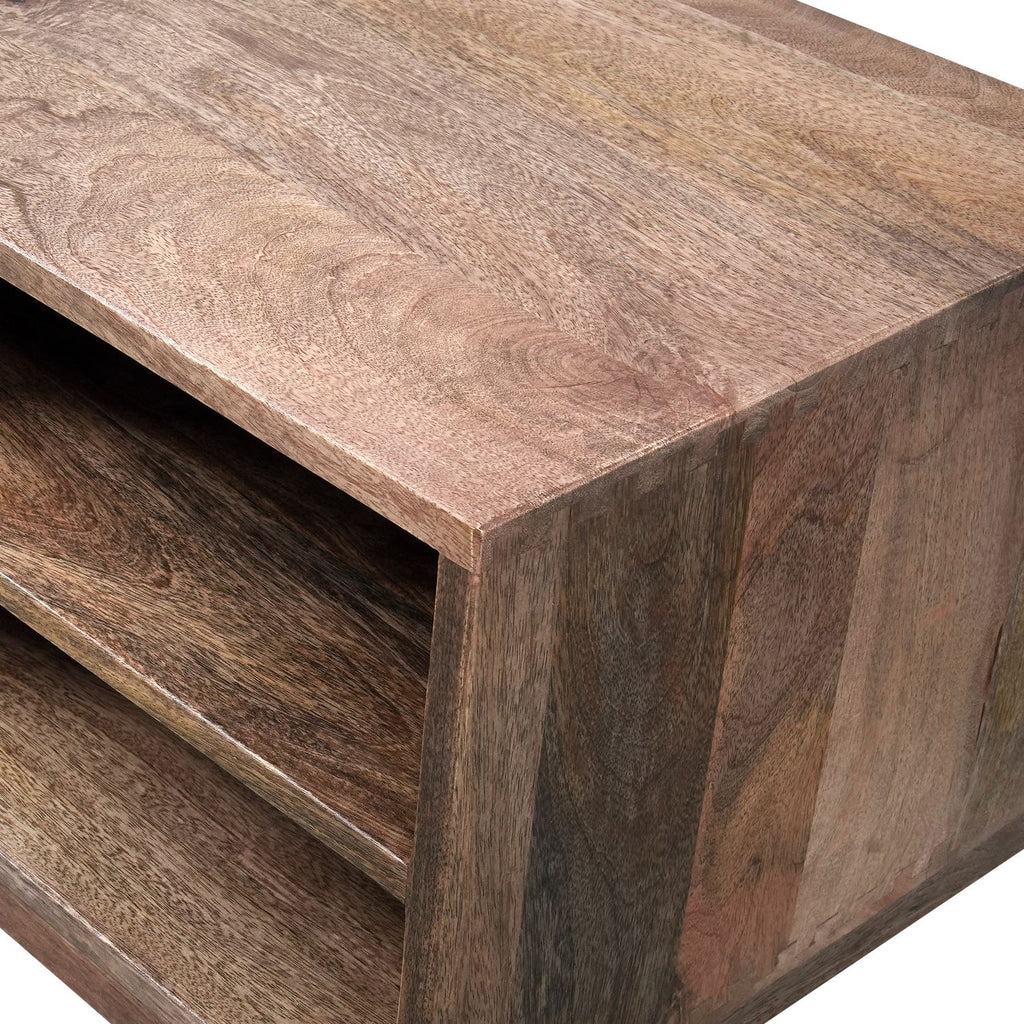 Modern Reclaimed Wood Rectangular 2 Door TV Cabinet with Stainless Steel Legs - Home Furniture Interiors