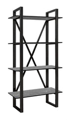 Industrial Black Iron Bookshelf with 4 Ceramic Shelves - Home Furniture Interiors