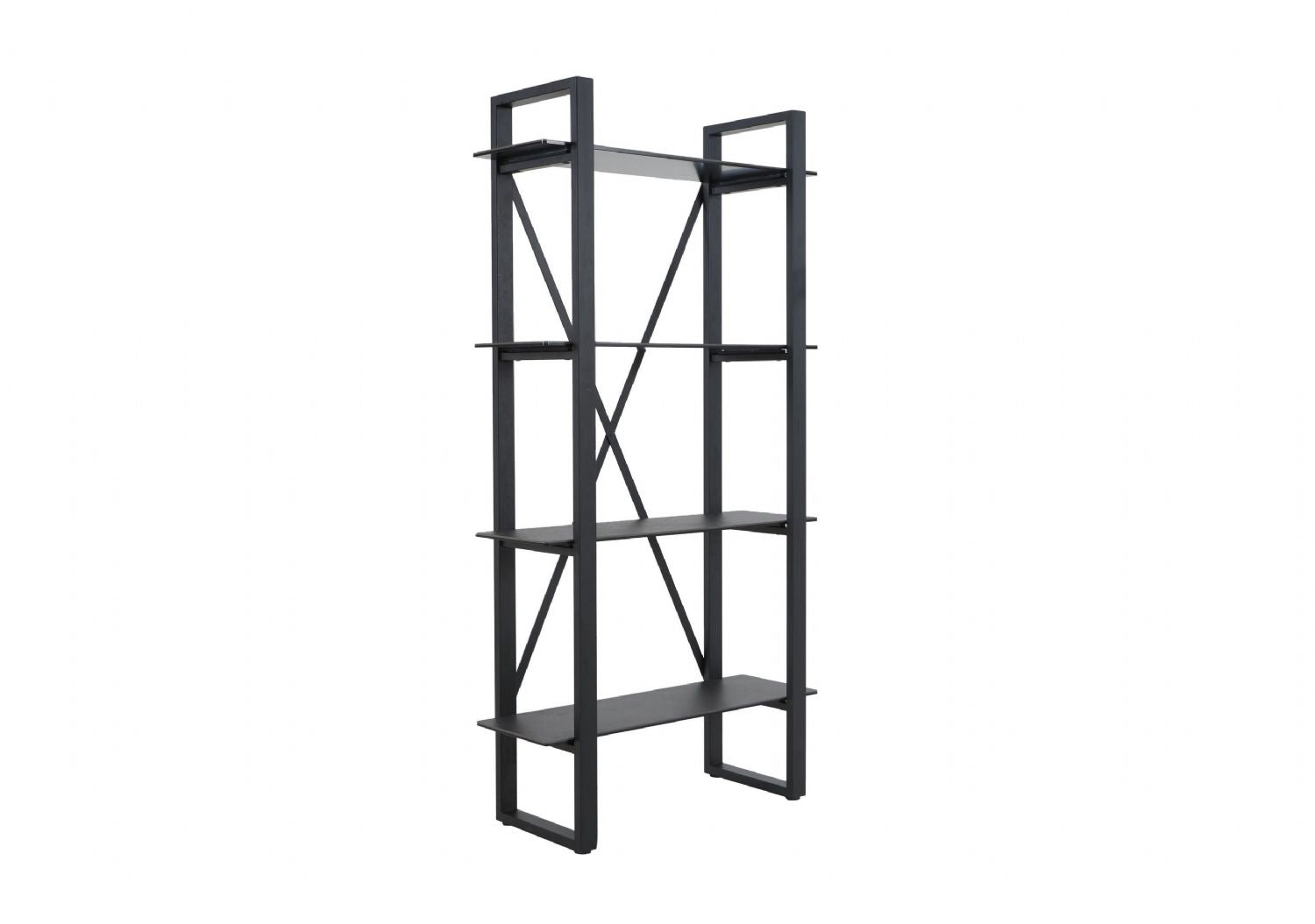 Industrial Black Iron Bookshelf with 4 Ceramic Shelves - Home Furniture Interiors